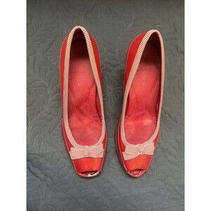 VTG Aerosoles Benert Red Patent Leather & Stripe Heel Pin-Up Retro Style SZ 8.5M